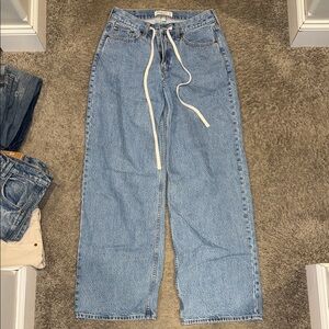 Abercrombie & Fitch Ultra Loose Low Rise Jeans in Light Blue